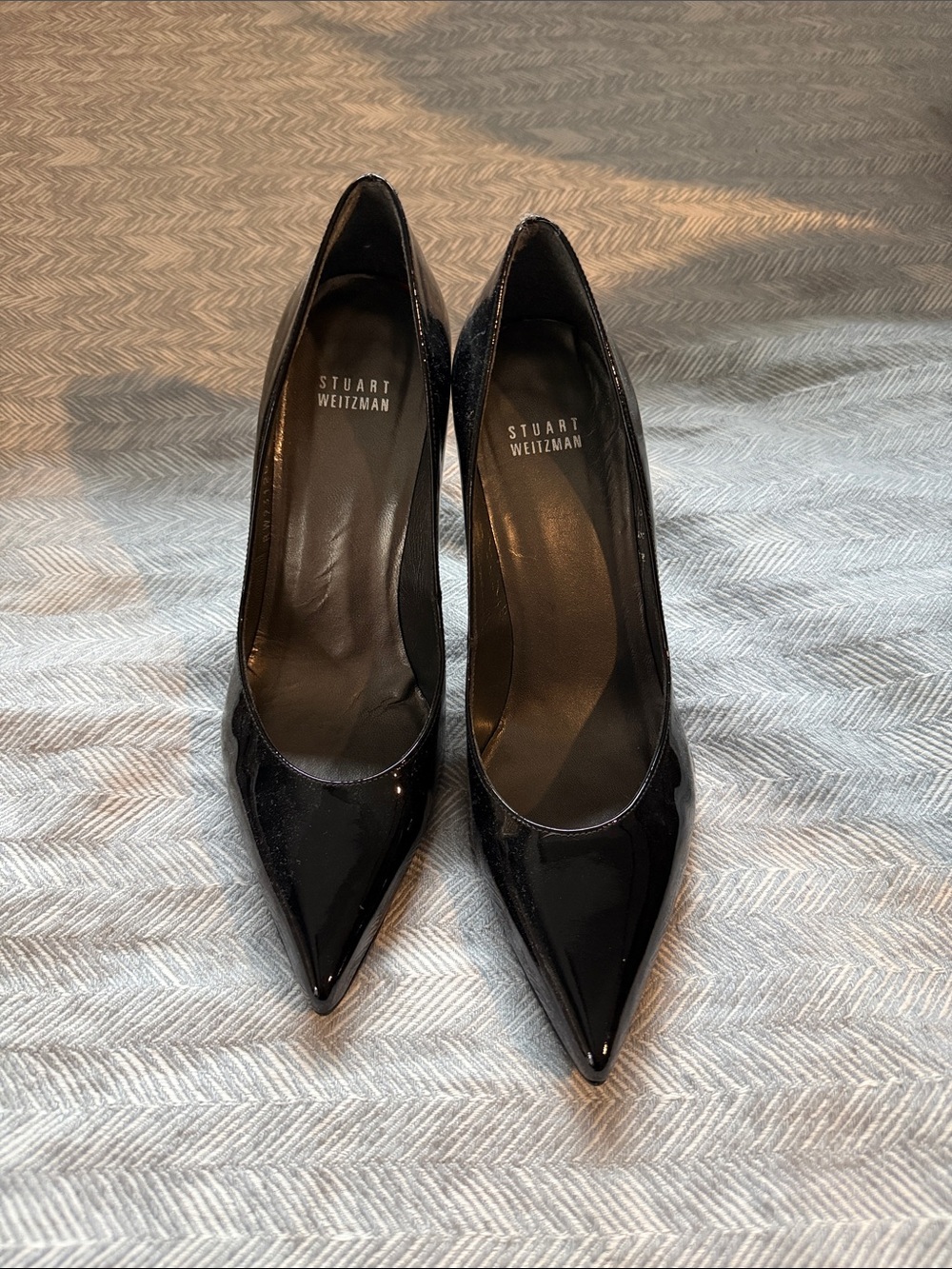 Stuart Weitzman Black Patent Pointed Pumps